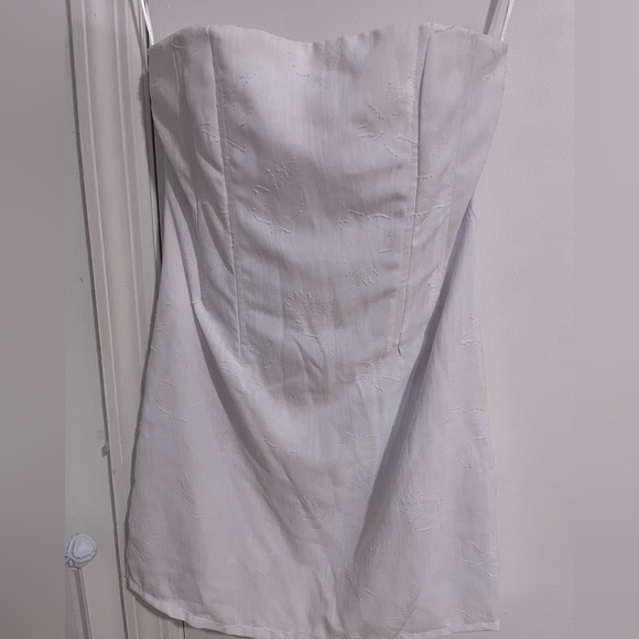 Sky To Moon White Strapless Linen Corset Mini Dress Size Medium - Picture 4 of 6